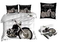 Pościel satyna bawełniana 200x220cm MOTÓR z prześcieradłem 3D