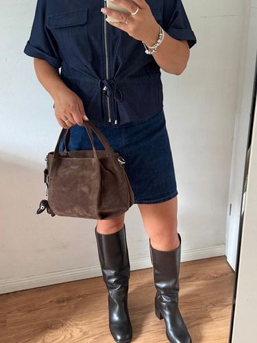 Torba Flora&Co torebka czekoladowa zamsz zamszowa eco brązowa shopper viral na Arena.pl