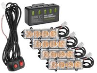 Lampki ostrzegawcze 12/24V 16W, zestaw 4 szt. z kontrolerem i pilotem