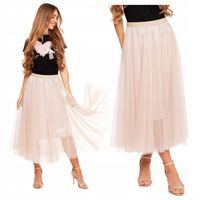 Spódnica Damska Tiulowa Midi Dwuwarstwowa Zwiewna Wygodna S/M MORAJ