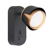 KINKIET DO CZYTANIA CZARNO ZŁOTY Z GNIAZDEM USB GX53 DO SYPIALNI REFLE