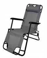 Leżak turystyczny rozkładany Riviera II szary z zagłówkiem wygodny