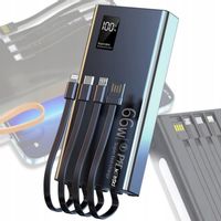 MOCNY POWERBANK 30000MAH 66W LATARKA LCD LED 4 USB USB-C + KABEL 3W1