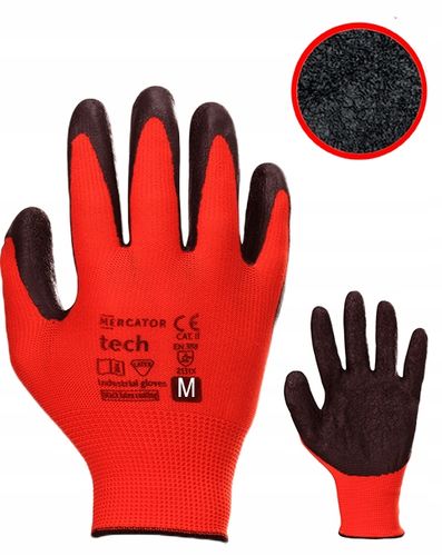 rękawice robocze mercator tech red+black latex - m - 1 para na Arena.pl