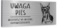 Tabliczka dibond uwaga pies Pinczer miniaturowy 20x10 cm z NADRUKIEM UV