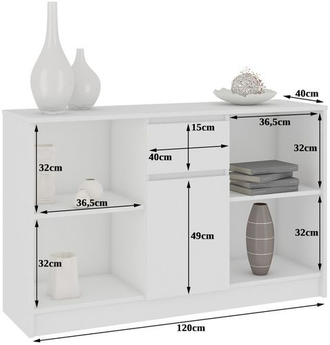 KOMODA B-17 120 cm 1 SZUFLADA 1 DRZWI PK BIAŁA na Arena.pl
