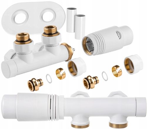 ZAWÓR TERMOSTATYCZNY DO GRZEJNIKA BIAŁY DUOPLEX +MASKOWNICA OWALNA 1/2" Kpl na Arena.pl