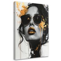 Obraz na płótnie do salonu sypialni, Kobieta Glamour Złoto 30x45