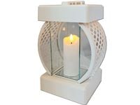 ZNICZ LAMPION NA GRÓB KOŁO RTN GŁADKI BIAŁY+ŚWIECA LED