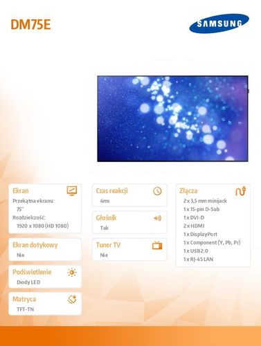Samsung 75'' DM75E na Arena.pl