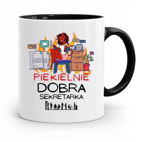 Kubek Czarny Prezent Dla Sekretarki Piekielnie Z Nadrukiem Ze Zdjęciem na Arena.pl