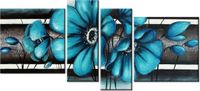 120CM 55 OBRAZ 4 ELEM TURKUSOWE KWIATY ŚCIENNY