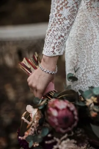 Bransoletka srebrna stalowa elegancka z cyrkoniami cyrkonie kryształki ślub na Arena.pl