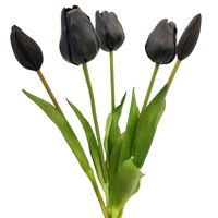 TULIPAN sztuczny TULIPANY SILIKONOWE BUKIET 5 sztuk CZARNE