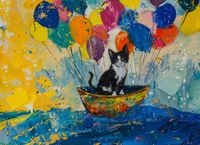 Plakat 55x40cm Kot na Łodzi