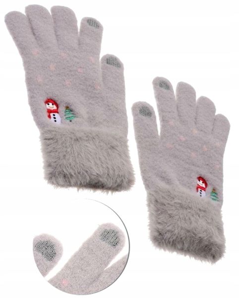 Ciepłe Dotykowe Rękawiczki Damskie Haftowane zdjęcie 4