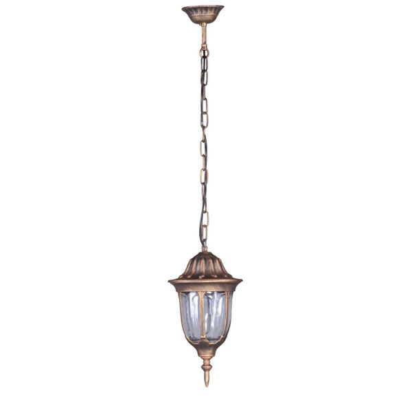 Wisząca LAMPA zewnętrzna Vasco K-5007H/N cz/zł Kaja klasyczna OPRAWA metalowy ZWIS na łańcuchu ogrodowy IP44 czarny złoty zdjęcie 2