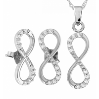 SREBRNY KOMPLET ZNAK NIESKOŃCZONOŚCI Z CYRKONIAMI SREBRO PRÓBY 925 INFINITY