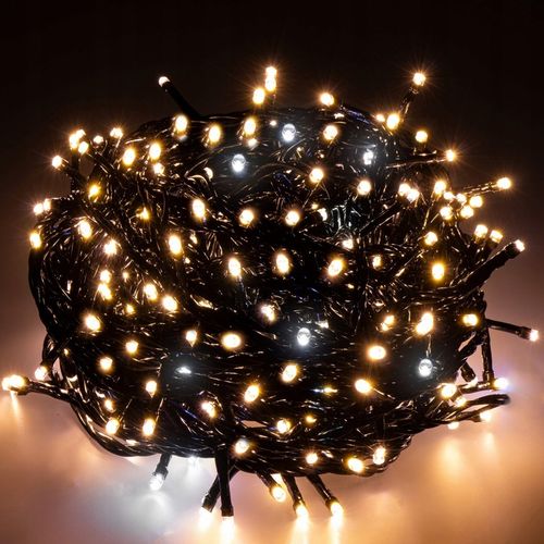 ŚWIATEŁKA LAMPKI LED ZEWNĘTRZNE CHOINKOWE BIAŁE CIEPŁE + FLASH 500 LED 40m na Arena.pl
