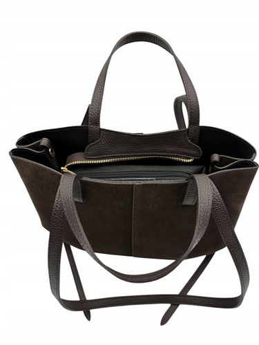 Torebka damska VERA PELLE SHOPPERKA skóra ZAMSZ BRĄZOWA na Arena.pl