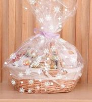 Folia celofanowa świąteczna do pakownia prezentów w śnieżynki 40 cm x 30 m