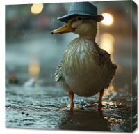 Obraz 70x70cm Kaczka w Kapeluszu