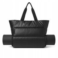 Duża torba szoperka pikowana czarna na ramię treningowa miejsce na matę
