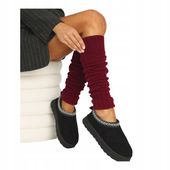 Getry Damskie na Nogi Wełna Ocieplacze na Łydki Ciepłe Cerber BORDOWE