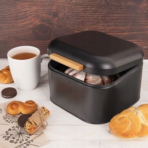 Pojemnik CHLEBAK na pieczywo chleb bułki metalowy czarny kuchenny mały na Arena.pl