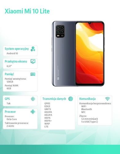 Smarfton Mi 10 Lite DS 6/128GB - Grey EU na Arena.pl