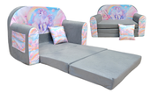 KANAPA SOFA ŁÓŻKO ROZKŁADANA SOFA DLA DZIECI MATERAC PODUSZKA JEDNOROŻEC