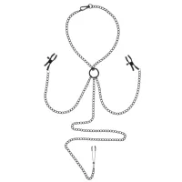 sportsheets saffron zestaw zaciskow z łańcuszkiem, regulowane, czarny