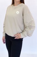 Beżowa Bluza Damska z Drapowanymi Rękawami S/M