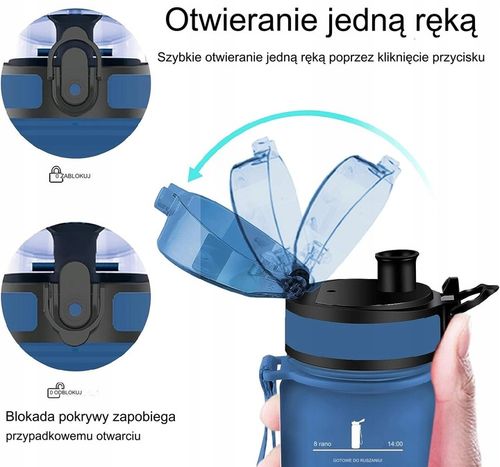 Butelka Bidon na Wodę Miarka Motywacyjna 1L TRITAN 1000ml + sitko na owoce na Arena.pl
