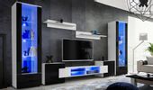 Pan Igiełka Meblościanka LED RGB + Pilot Czarny Biały Dąb Wotan  Salon