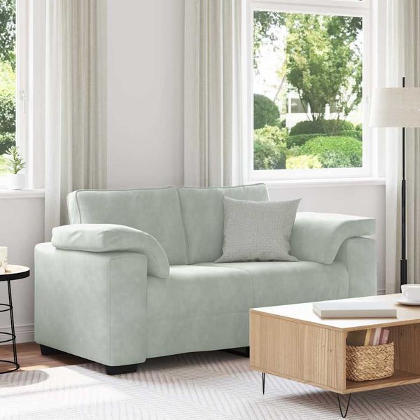 Sofa dwuosobowa Jasnoszara 120 cm Aksamit - Arena.pl