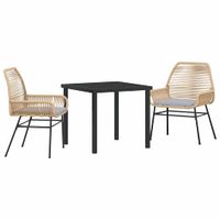 Zestaw do jadalni w ogrodzie 3 pcs Brązowy polirattan
