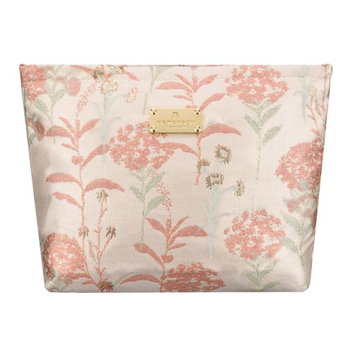 kosmetyczka z materiału syntetycznego w różowo-beżowym kolorze zdobiona na Arena.pl