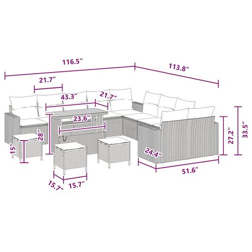 Zestaw Sof na Ogród z poduszką 14 pcs Czarny 110 x 55 x 71 cm na Arena.pl