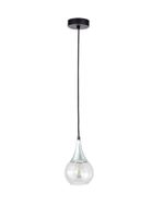 Lampa wisząca 1xE27 LACRIMA CLEAR BLACK/SILVER