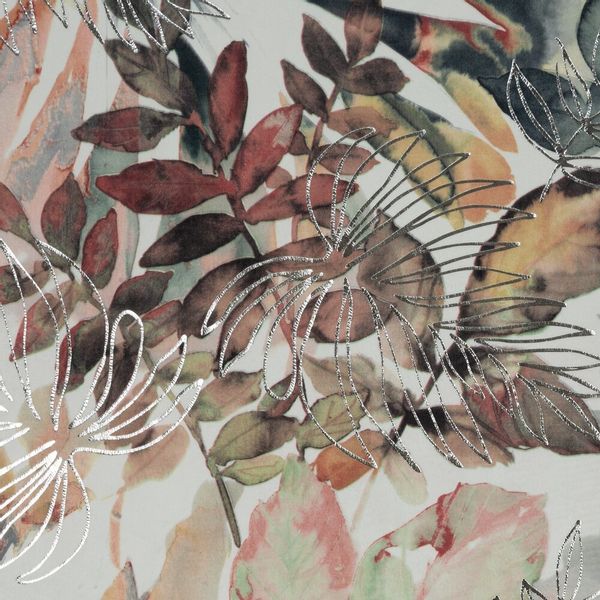 Zasłona gotowa na taśmie ARINA 140x270 biała srebrna motyw botaniczny zdjęcie 6