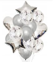 BALONY NA URODZINY ZESTAW BALONÓW MIX 14 SZT ŚLUB PARTY