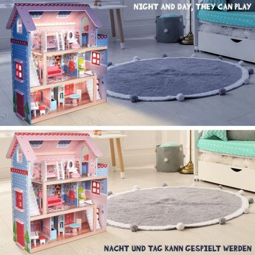 Drewniany domek dla lalek ze światłem LED, 60,5 x 71 x 32,5 na Arena.pl