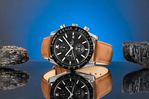 zegarek męski giewont chronograph sapphire brązowo czarny gw8720-a1 na Arena.pl