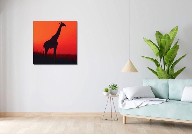 Obraz 70x70cm Żyrafa w Czerni zdjęcie 2