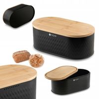CHLEBAK Stalowy DESKA do KROJENIA BAMBUS Tadar Iconic 34x18x12,5 cm CZARNY
