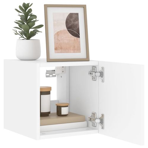 Ścienna szafka TV z LED, biała, 30,5x35x30 cm na Arena.pl