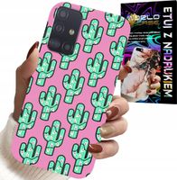 ETUI DO SAMSUNG GALAXY A71 - KAKTUSY, KAKTUS NA RÓŻOWYM TLE + FOLIA