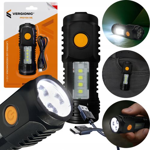 Latarka LED USB-C VERGIONIC kieszonkowa COB 5 trybów 150 lm na Arena.pl