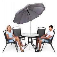 KOMPLET MEBLI OGRODOWYCH STOLIK 4x KRZESŁO PARASOL ZESTAW NA TARAS OGRÓD